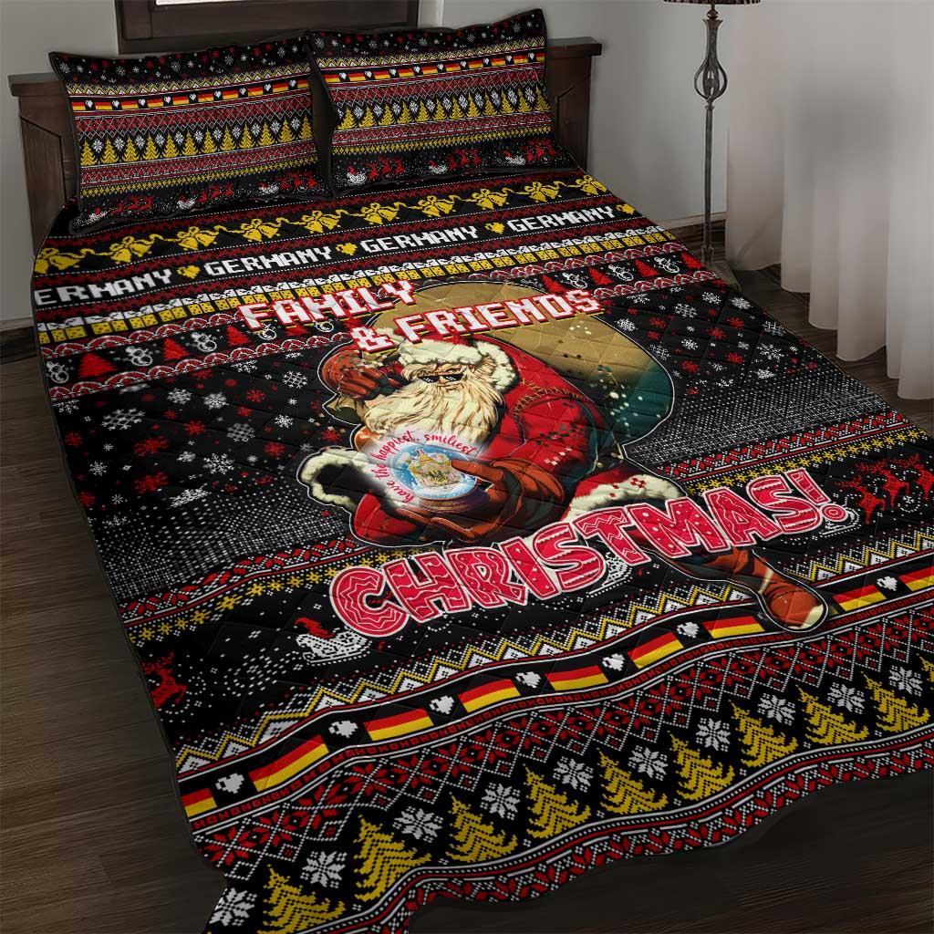 Germany Quilt Bed Set Merry Christmas Family and Friends