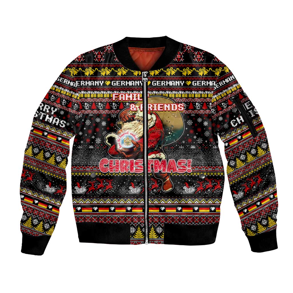 Germany Sleeve Zip Bomber Jacket Merry Christmas Family and Friends - Wonder Print Shop