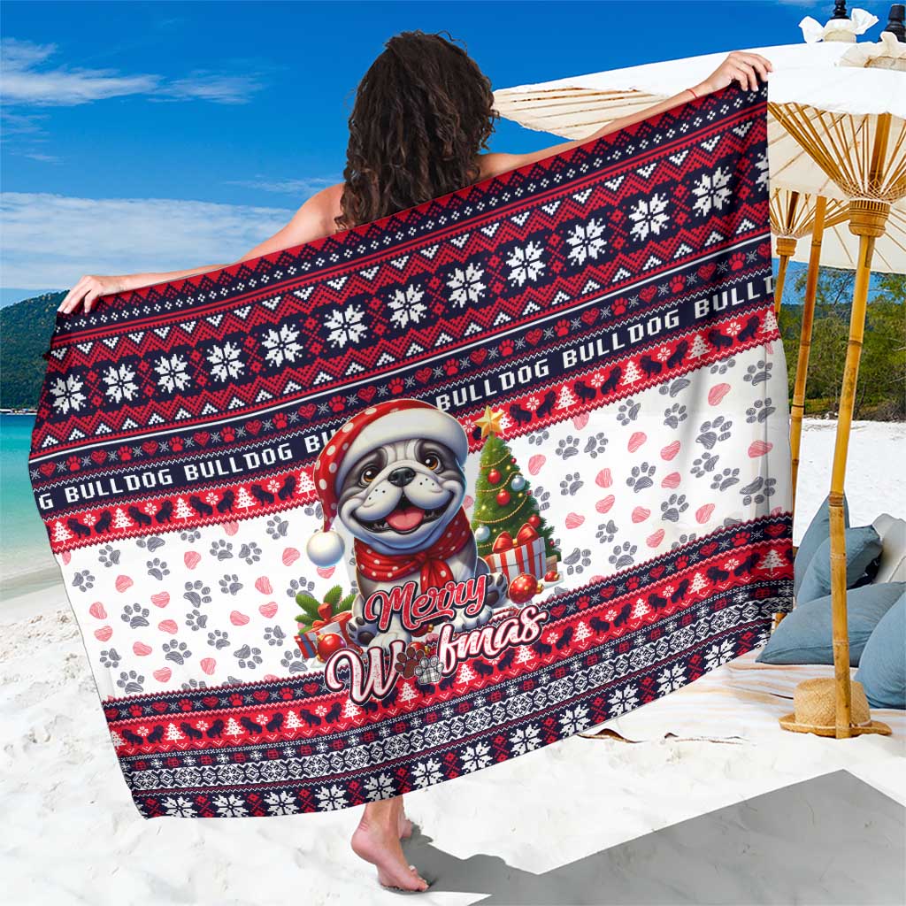 Bulldog Merry Woofmas Sarong Christmas Dog Art Style