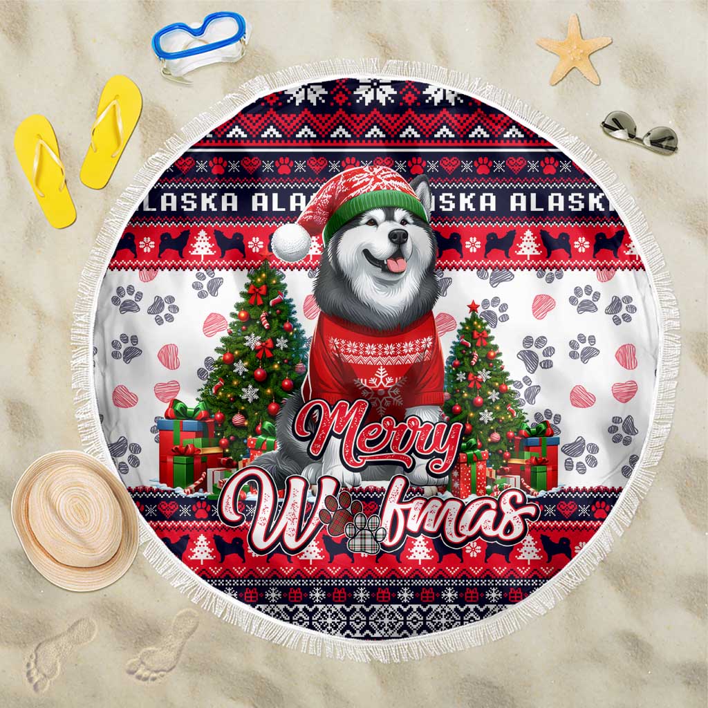 Alaska Merry Woofmas Beach Blanket Christmas Dog Art Style - Wonder Print Shop