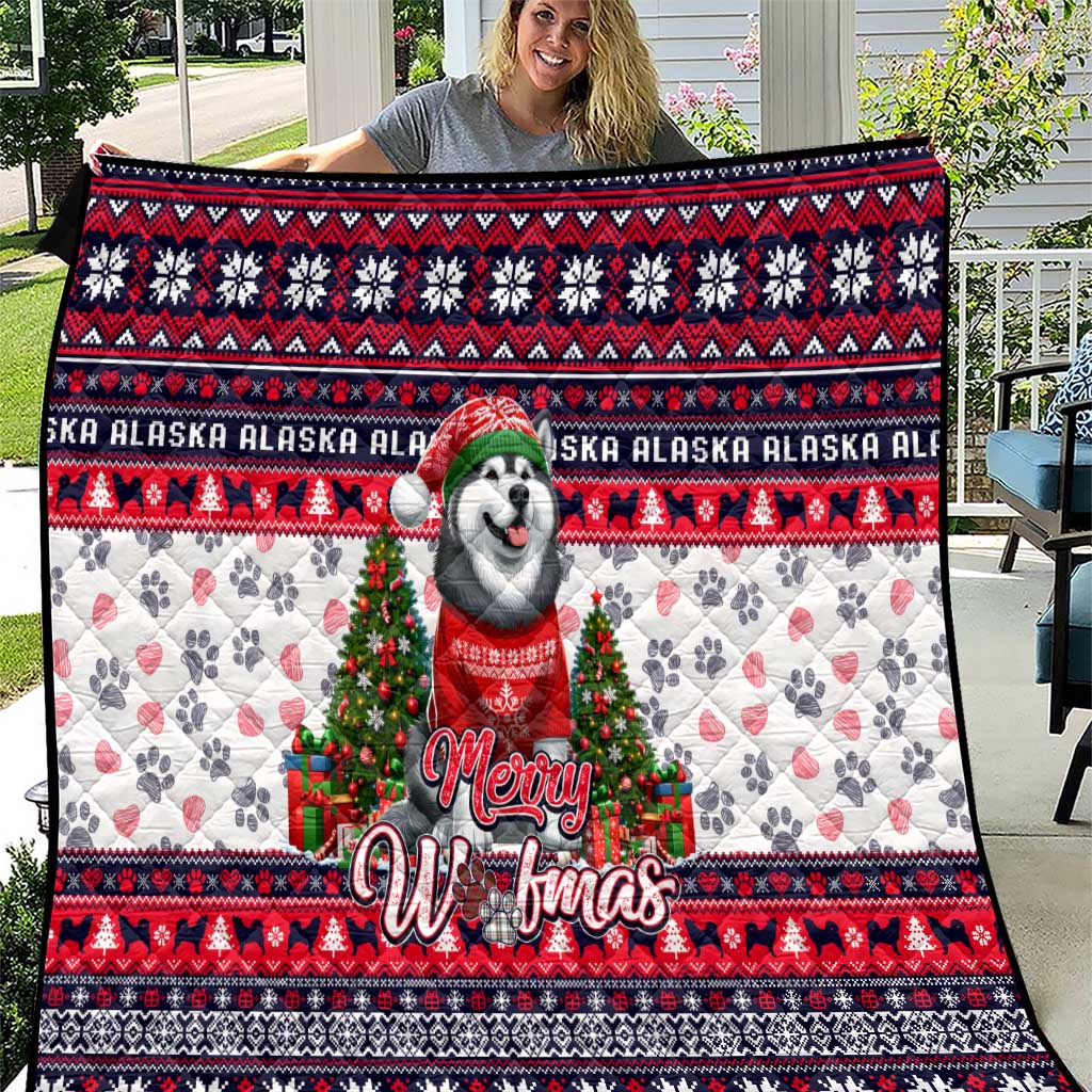 Alaska Merry Woofmas Quilt Christmas Dog Art Style - Wonder Print Shop