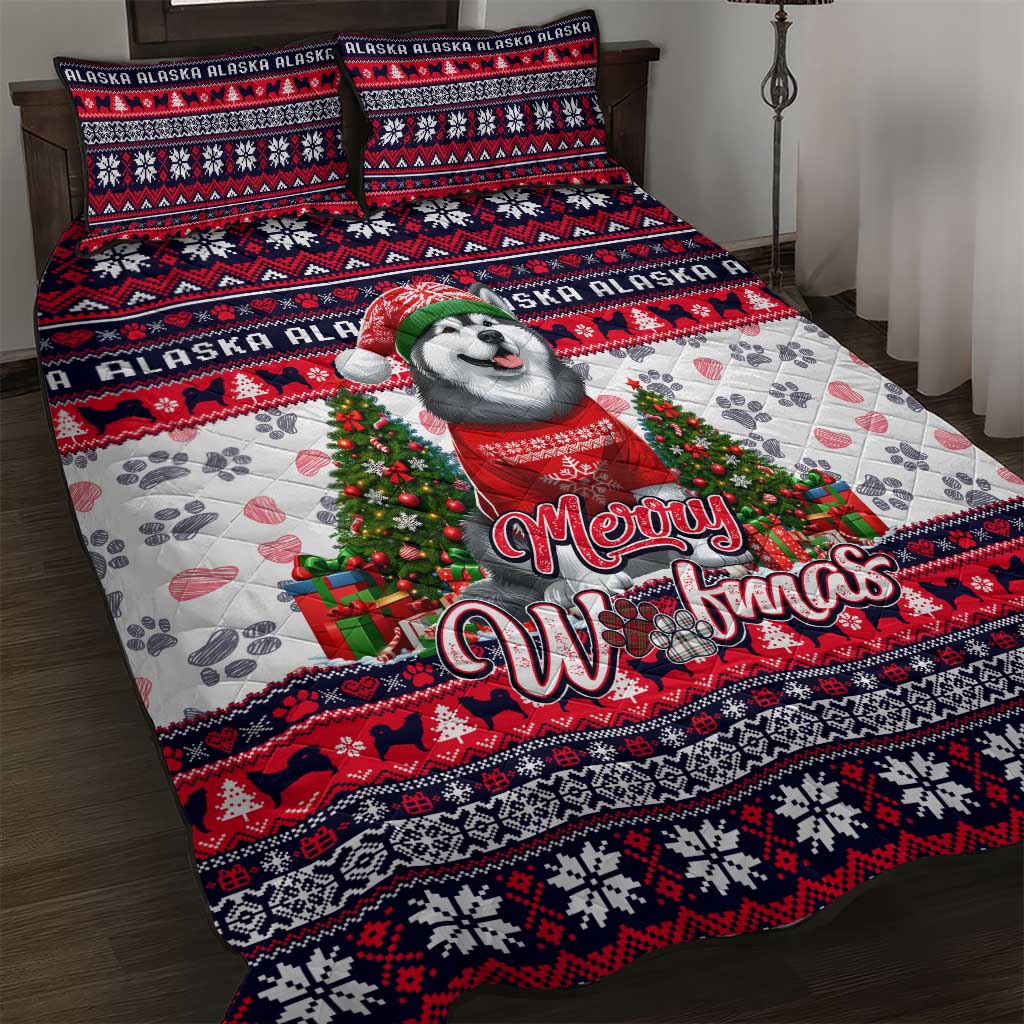 Alaska Merry Woofmas Quilt Bed Set Christmas Dog Art Style - Wonder Print Shop