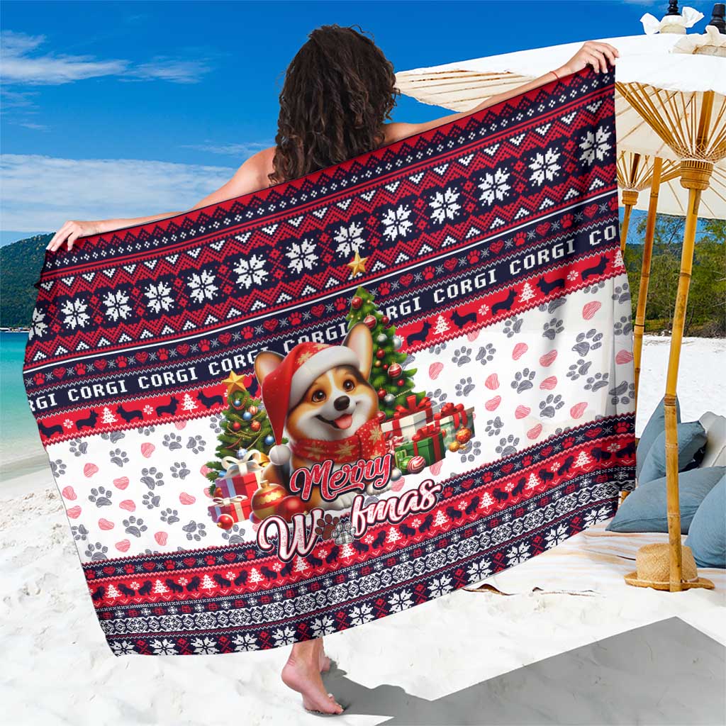 Corgi Merry Woofmas Sarong Christmas Dog Art Style