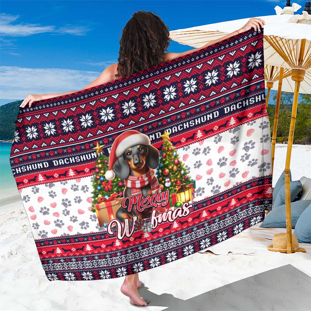 Dachshund Merry Woofmas Sarong Christmas Dog Art Style