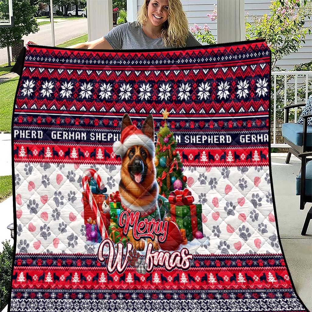 German Shepherd Merry Woofmas Quilt Christmas Dog Art Style - Wonder Print Shop