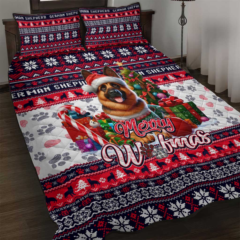 German Shepherd Merry Woofmas Quilt Bed Set Christmas Dog Art Style - Wonder Print Shop