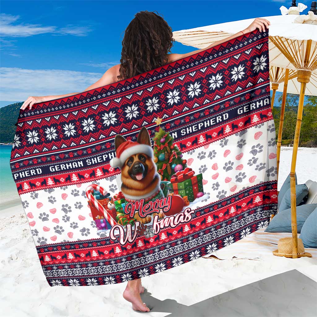 German Shepherd Merry Woofmas Sarong Christmas Dog Art Style