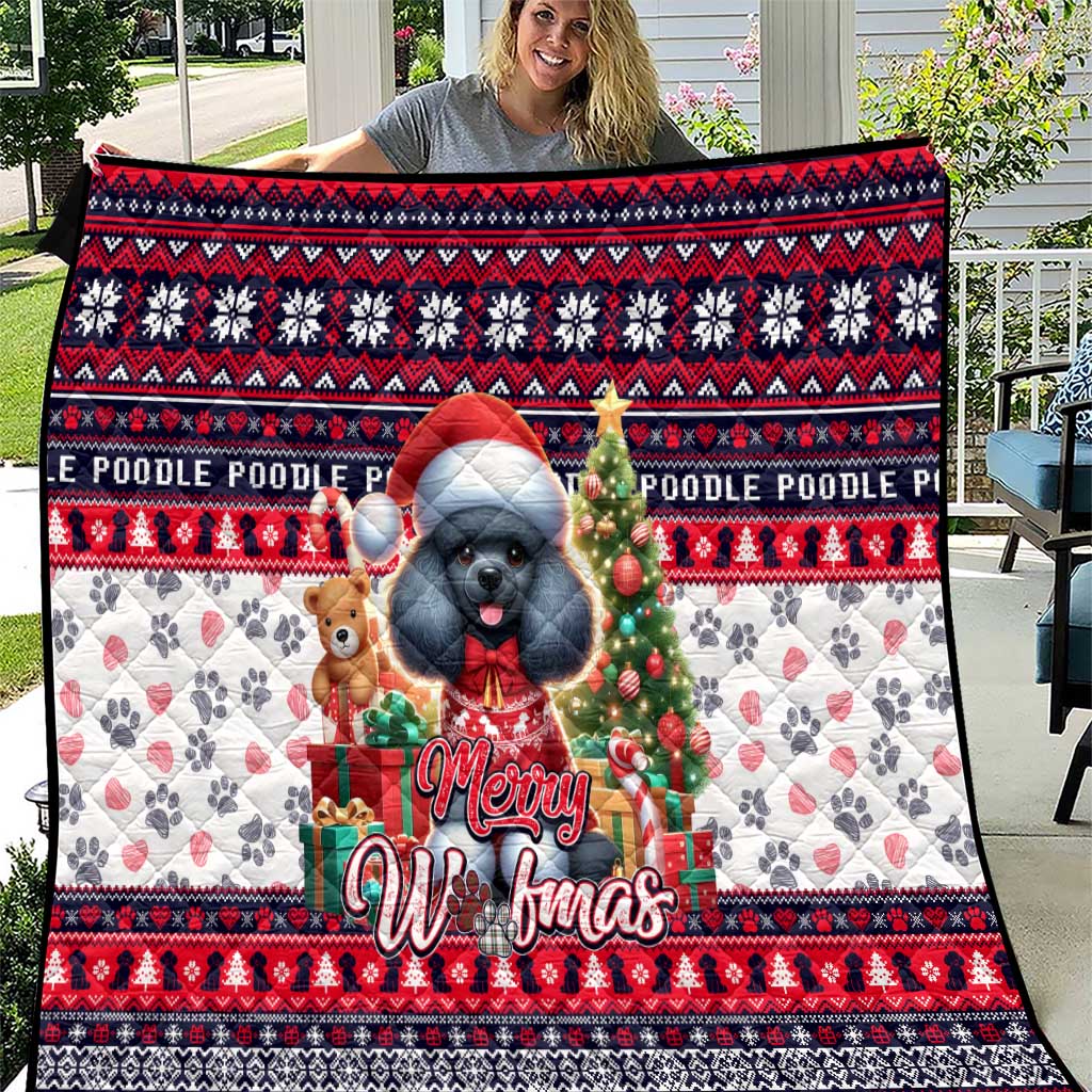 Poodle Merry Woofmas Quilt Christmas Dog Art Style - Wonder Print Shop