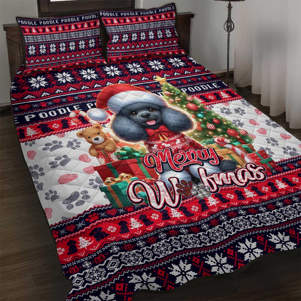 Poodle Merry Woofmas Quilt Bed Set Christmas Dog Art Style - Wonder Print Shop