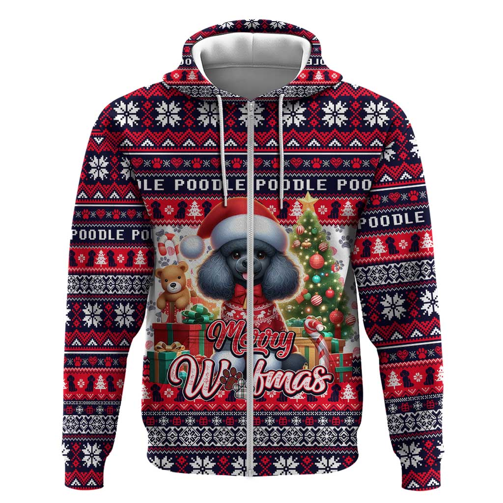 Poodle Merry Woofmas Zip Hoodie Christmas Dog Art Style - Wonder Print Shop