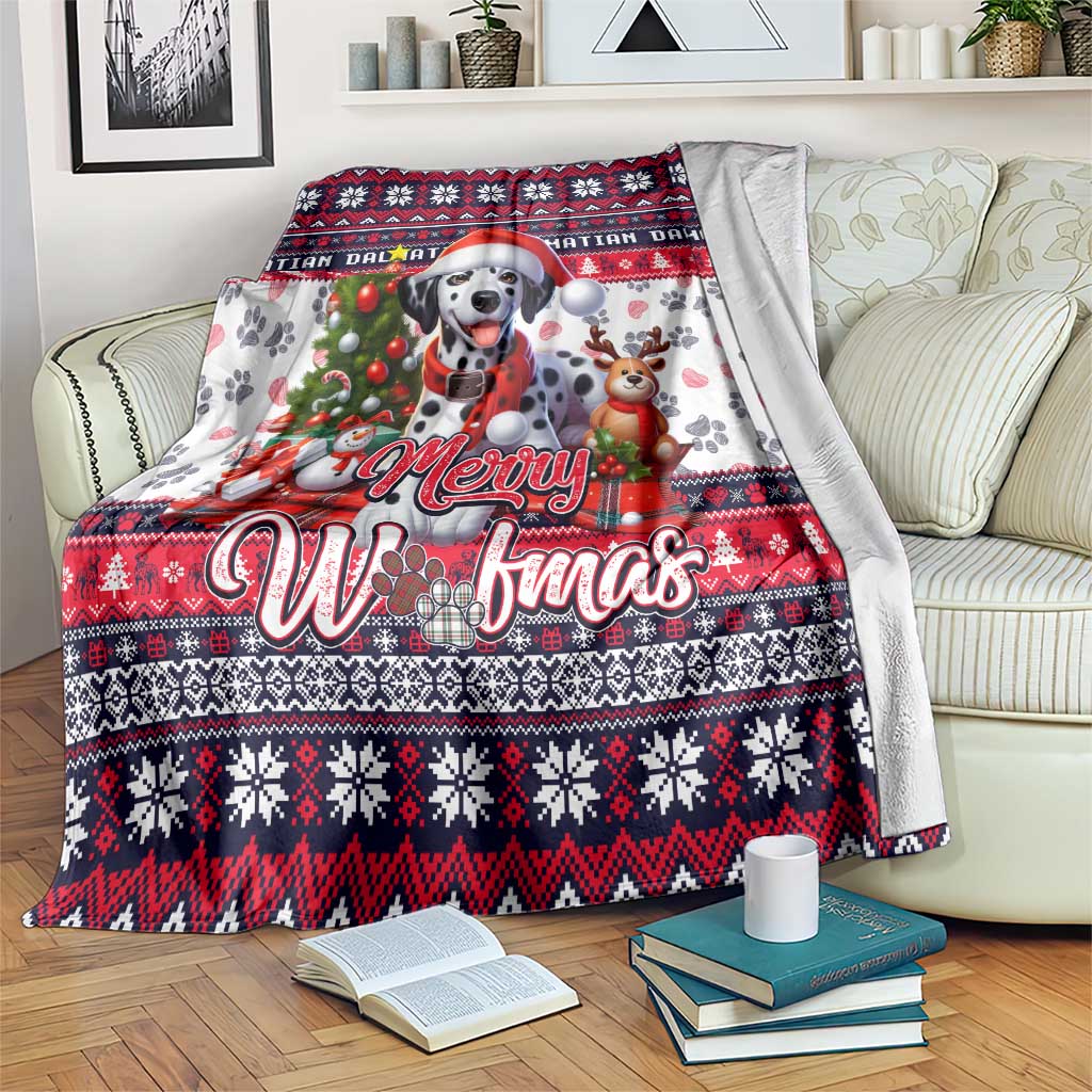 Dalmatian Merry Woofmas Blanket Christmas Dog Art Style