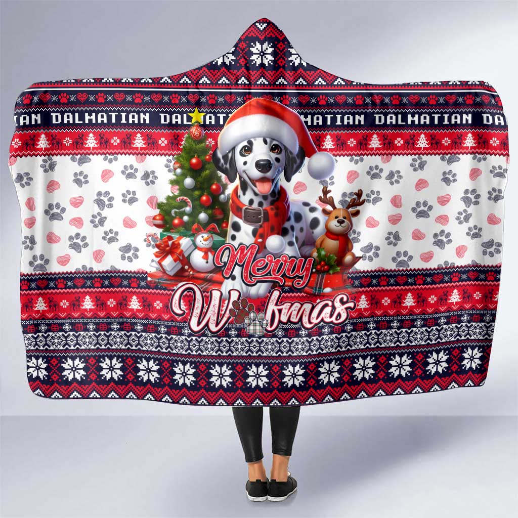 Dalmatian Merry Woofmas Hooded Blanket Christmas Dog Art Style