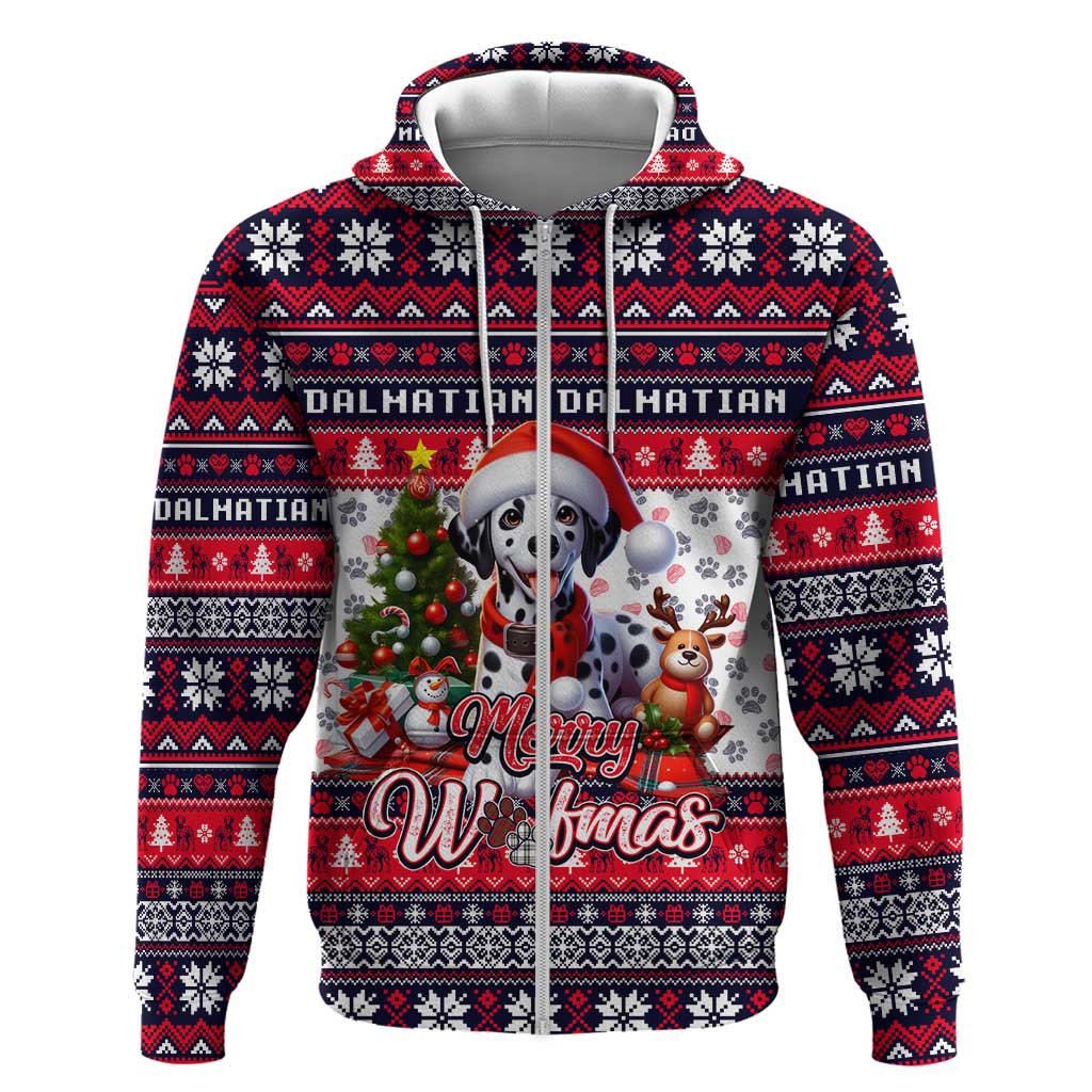 Dalmatian Merry Woofmas Zip Hoodie Christmas Dog Art Style - Wonder Print Shop