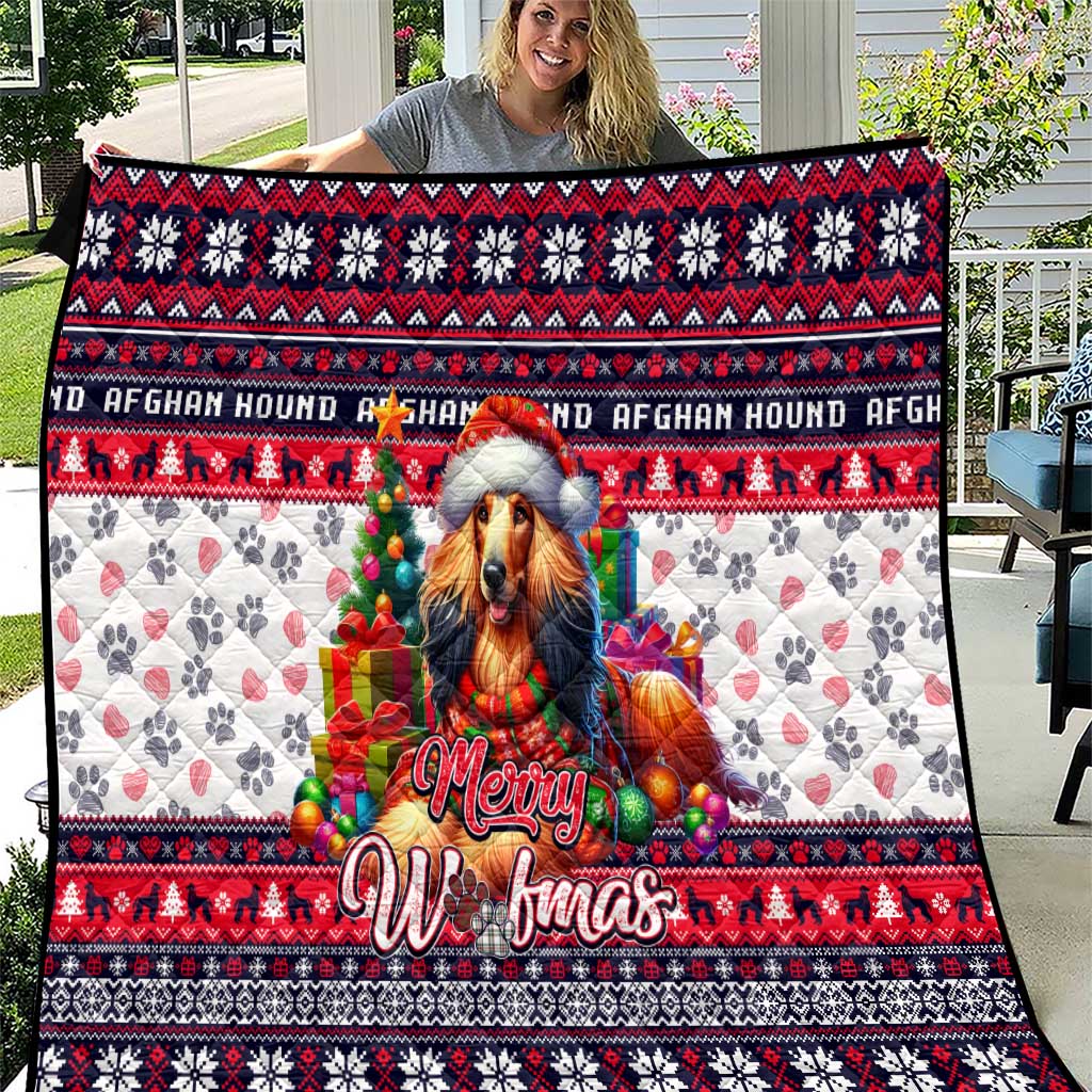 Afghan Hound Merry Woofmas Quilt Christmas Dog Art Style - Wonder Print Shop