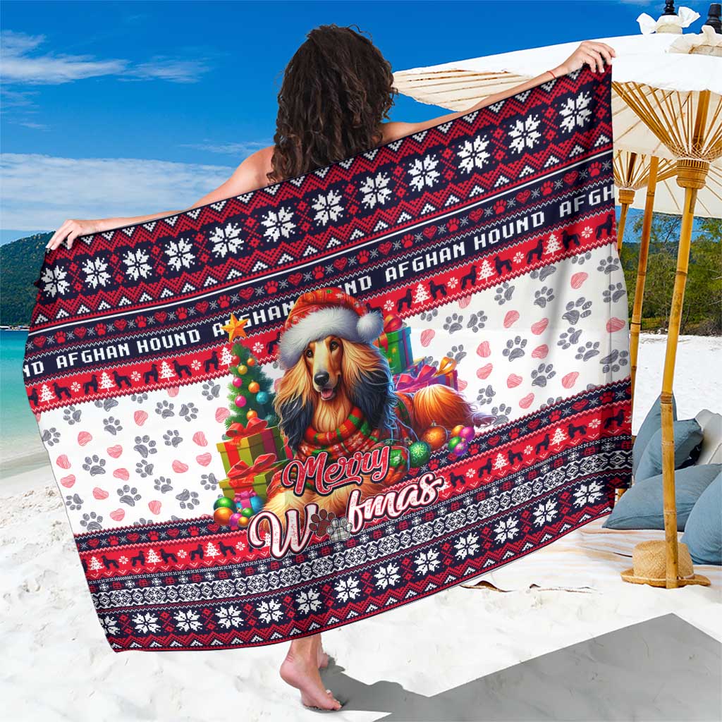 Afghan Hound Merry Woofmas Sarong Christmas Dog Art Style