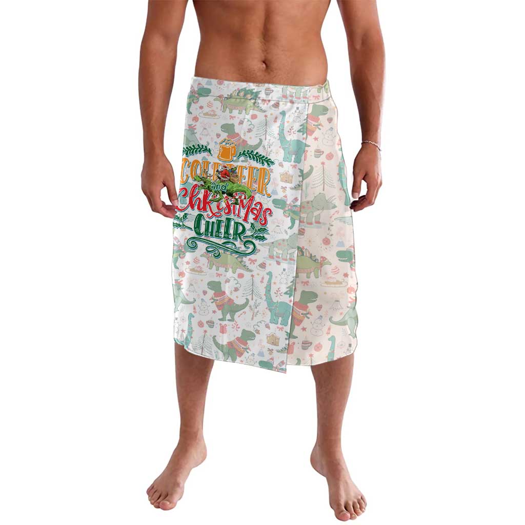 Christmas dinosaur print shorts, white base, elastic waistband, colorful front graphic