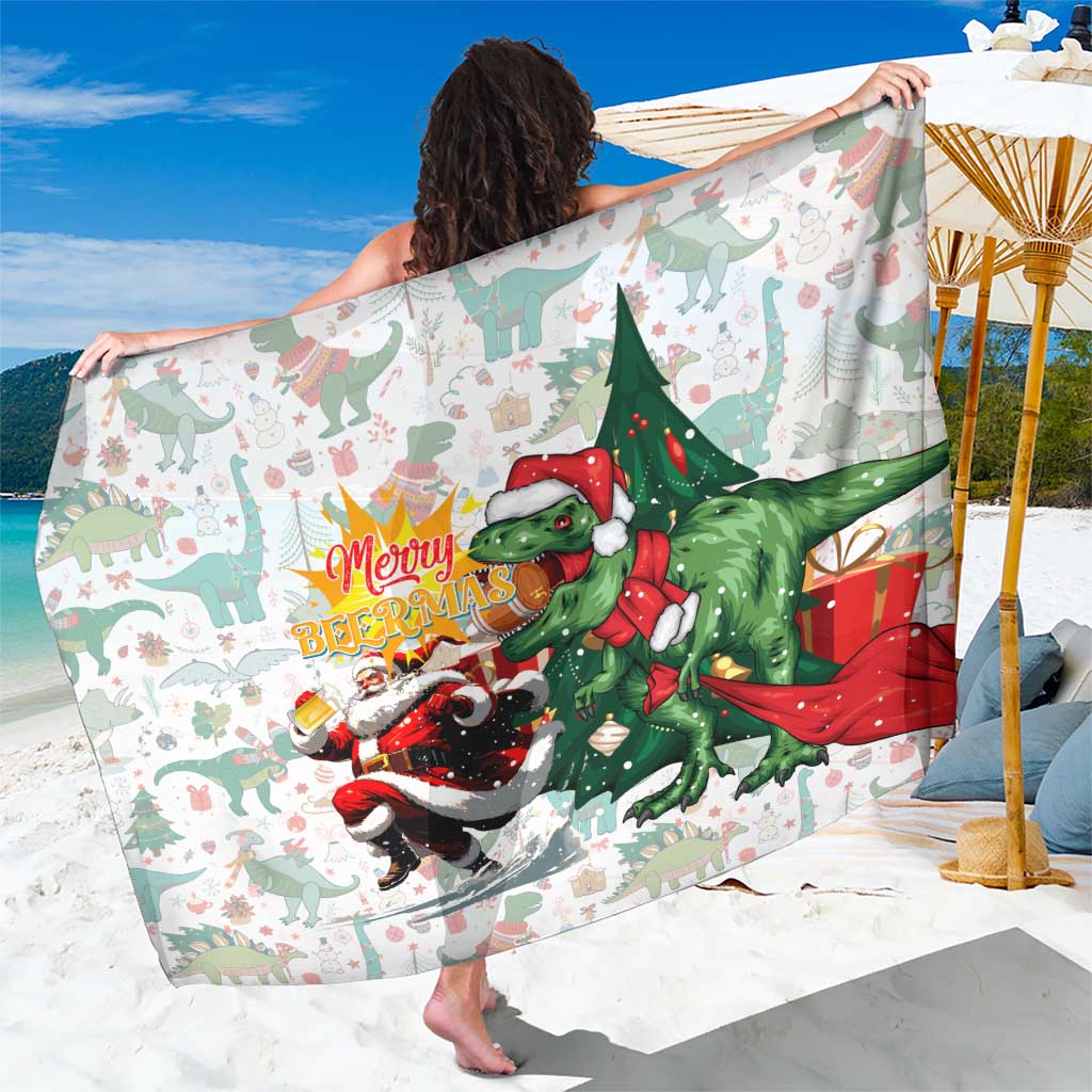 Cheer Santa Claus T-Rex Sarong Merry Beermas Christmas