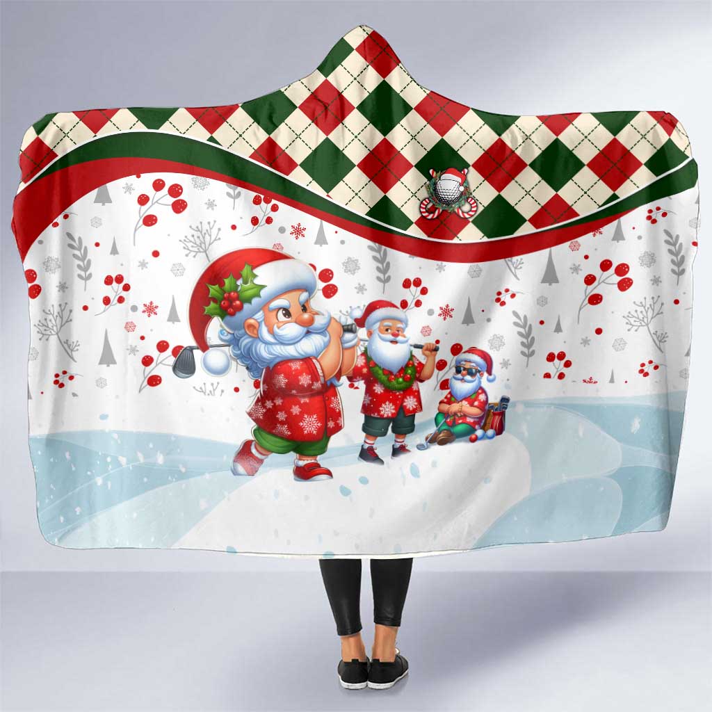 Santa Golf Club Hooded Blanket Christmas Winter Style