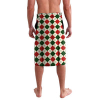 Christmas wrap skirt in red, green, white diamond plaid, knee length