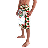 Santa print Christmas wrap skirt with red green white plaid, side drape