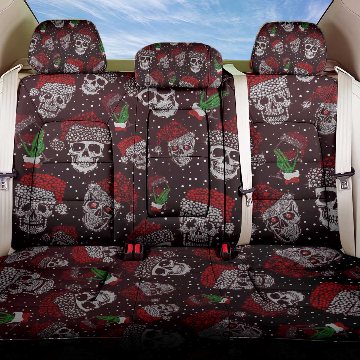 Xmas Skulls Love Christmas Cocktails Back Car Seat Cover - Wonder Print Shop