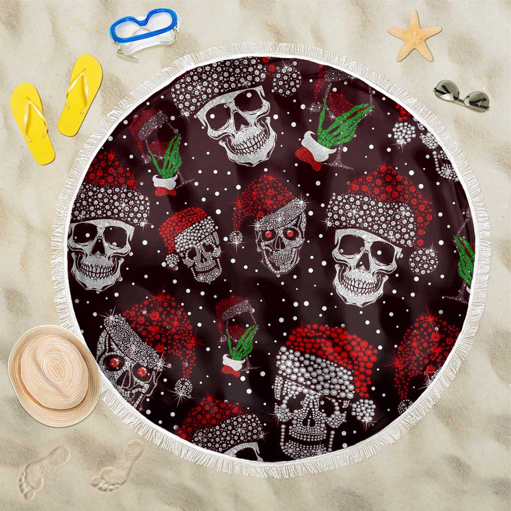 Xmas Skulls Love Christmas Cocktails Beach Blanket - Wonder Print Shop