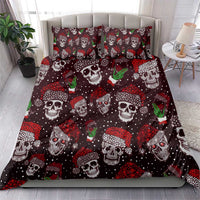 Bedding set with dark red skull and cocktail print, two matching pillow shams