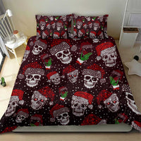 Bedding set with dark red skull and cocktail pattern, coordinating pillow shams
