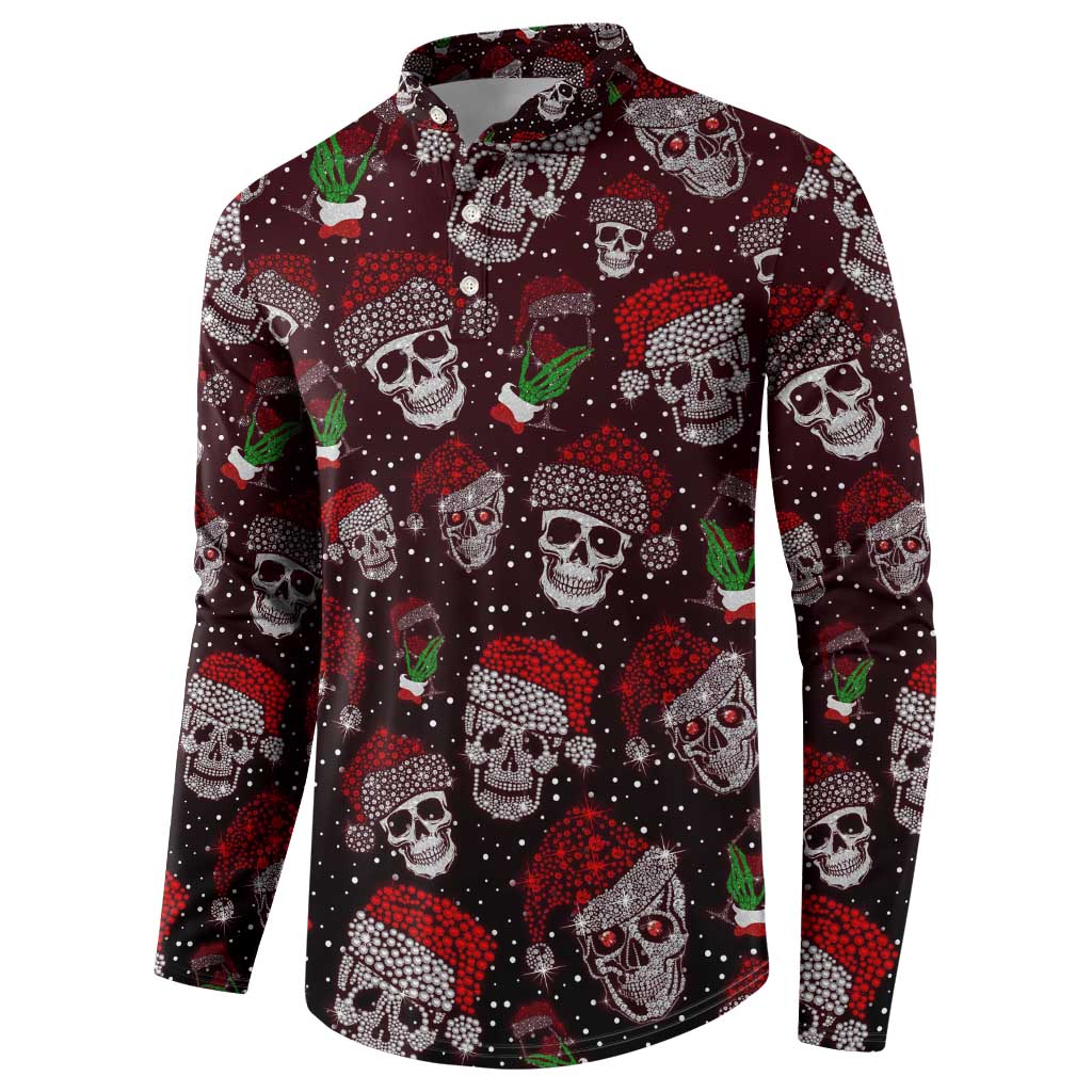 Dark base skulls and red holiday confetti print long-sleeve sweatshirt
