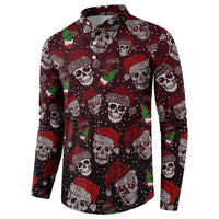 Dark base skulls and red holiday confetti print long-sleeve sweatshirt