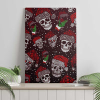 Red skull-themed canvas wall art with green chili and cocktail glass icons