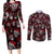 Xmas Skulls Love Christmas Cocktails Couples Matching Long Sleeve Bodycon Dress and Long Sleeve Button Shirt - Wonder Print Shop