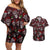 Xmas Skulls Love Christmas Cocktails Couples Matching Off Shoulder Short Dress and Hawaiian Shirt - Wonder Print Shop