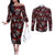 Xmas Skulls Love Christmas Cocktails Couples Matching Off The Shoulder Long Sleeve Dress and Long Sleeve Button Shirt