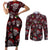 Xmas Skulls Love Christmas Cocktails Couples Matching Short Sleeve Bodycon Dress and Long Sleeve Button Shirt - Wonder Print Shop