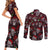 Xmas Skulls Love Christmas Cocktails Couples Matching Short Sleeve Bodycon Dress and Long Sleeve Button Shirt - Wonder Print Shop