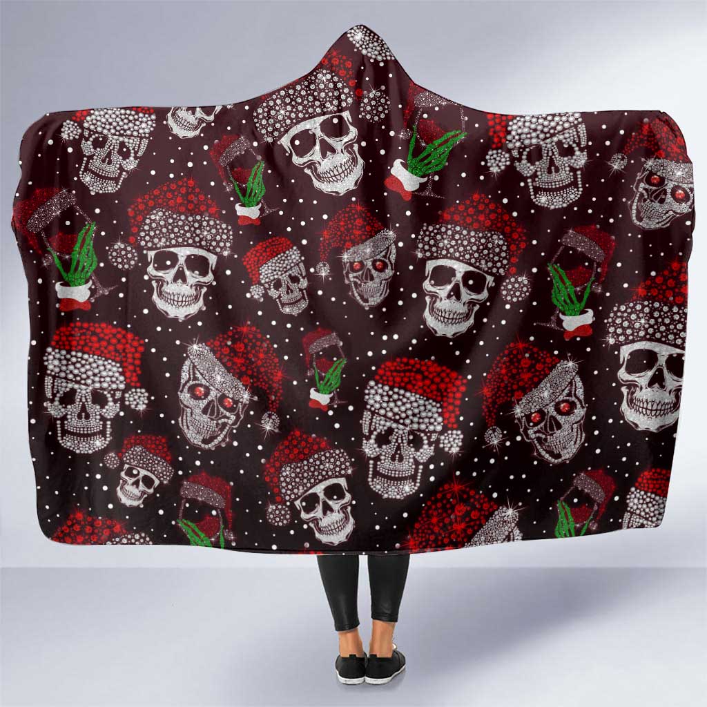 Xmas Skulls Love Christmas Cocktails Hooded Blanket