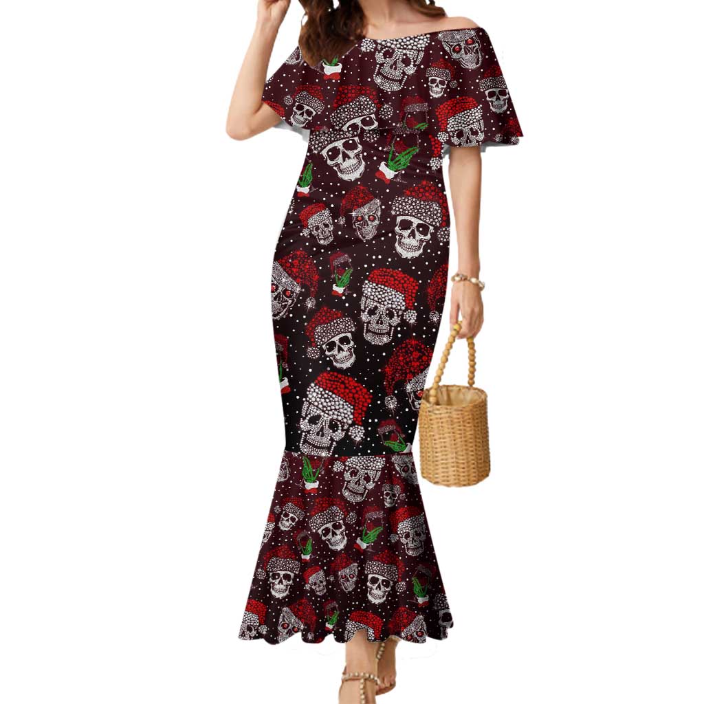 Xmas Skulls Love Christmas Cocktails Mermaid Dress - Wonder Print Shop