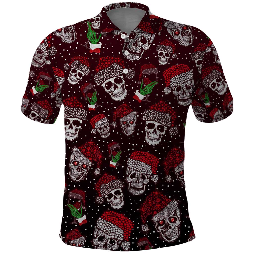 Xmas Skulls Love Christmas Cocktails Polo Shirt