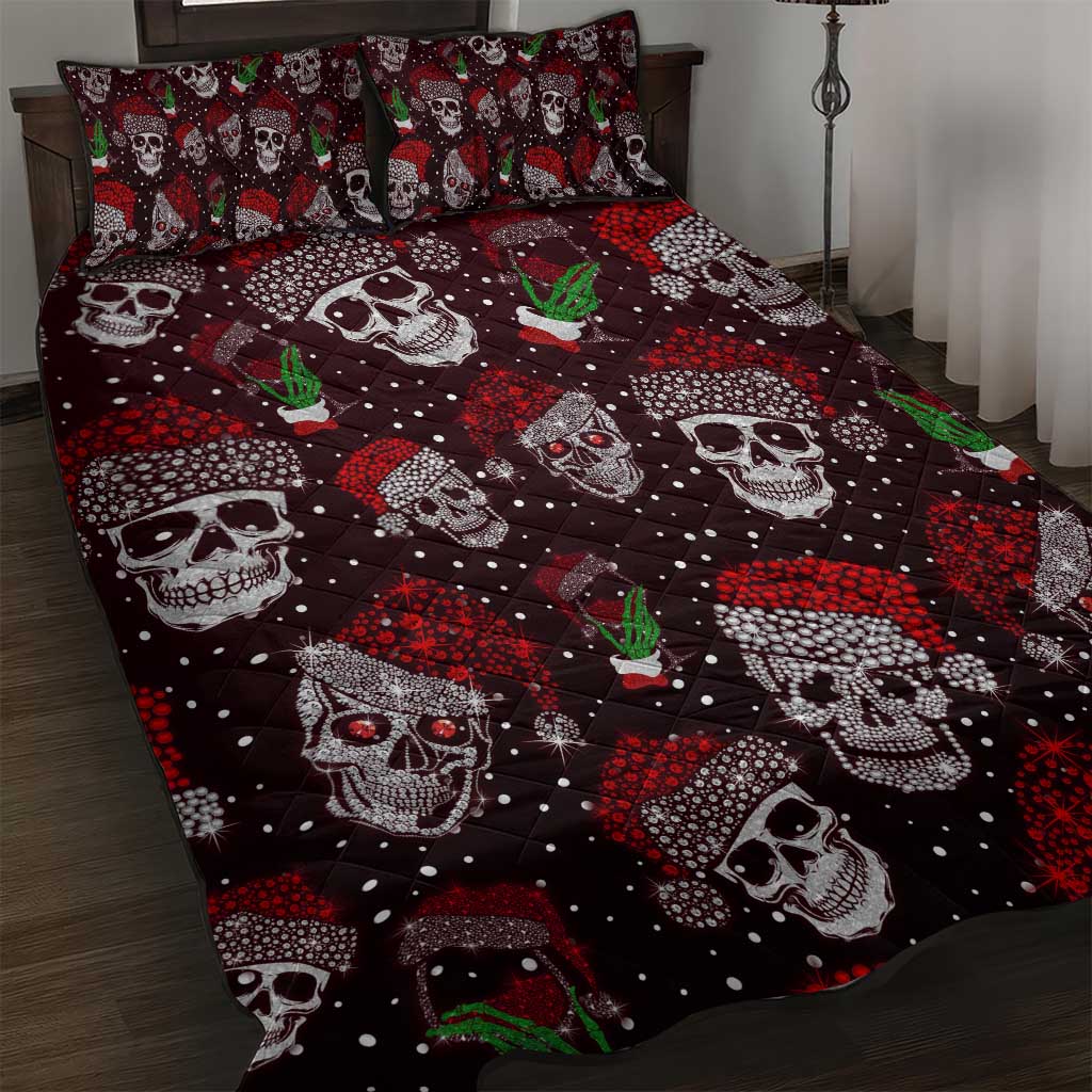 Xmas Skulls Love Christmas Cocktails Quilt Bed Set - Wonder Print Shop