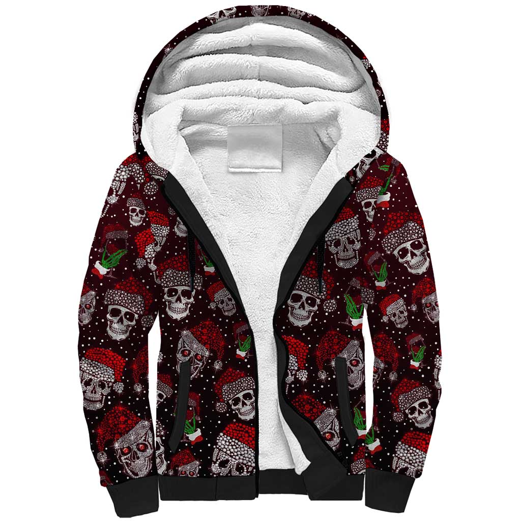 Xmas Skulls Love Christmas Cocktails Sherpa Hoodie