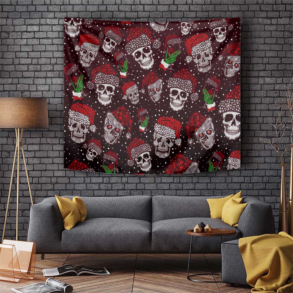 Xmas Skulls Love Christmas Cocktails Tapestry