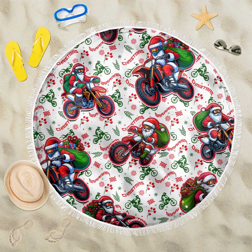 BRAAAP! Motorbike Santa Christmas Beach Blanket - Wonder Print Shop