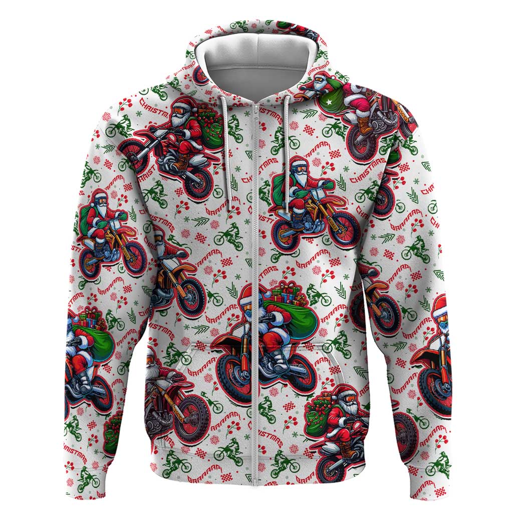 BRAAAP! Motorbike Santa Christmas Zip Hoodie - Wonder Print Shop