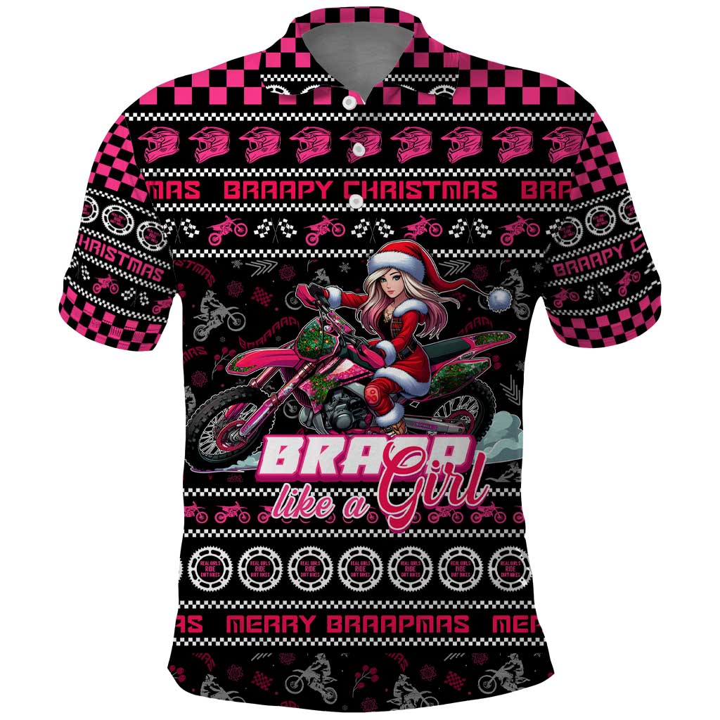 Braap Live A Girl Polo Shirt Christmas Merry Braapmas