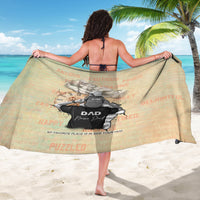 Personalized beige sarong held open, featuring father-and-son graphic and “DAD”
