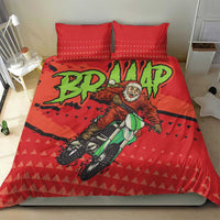 Red motocross Santa duvet cover and two matching red pillowcases