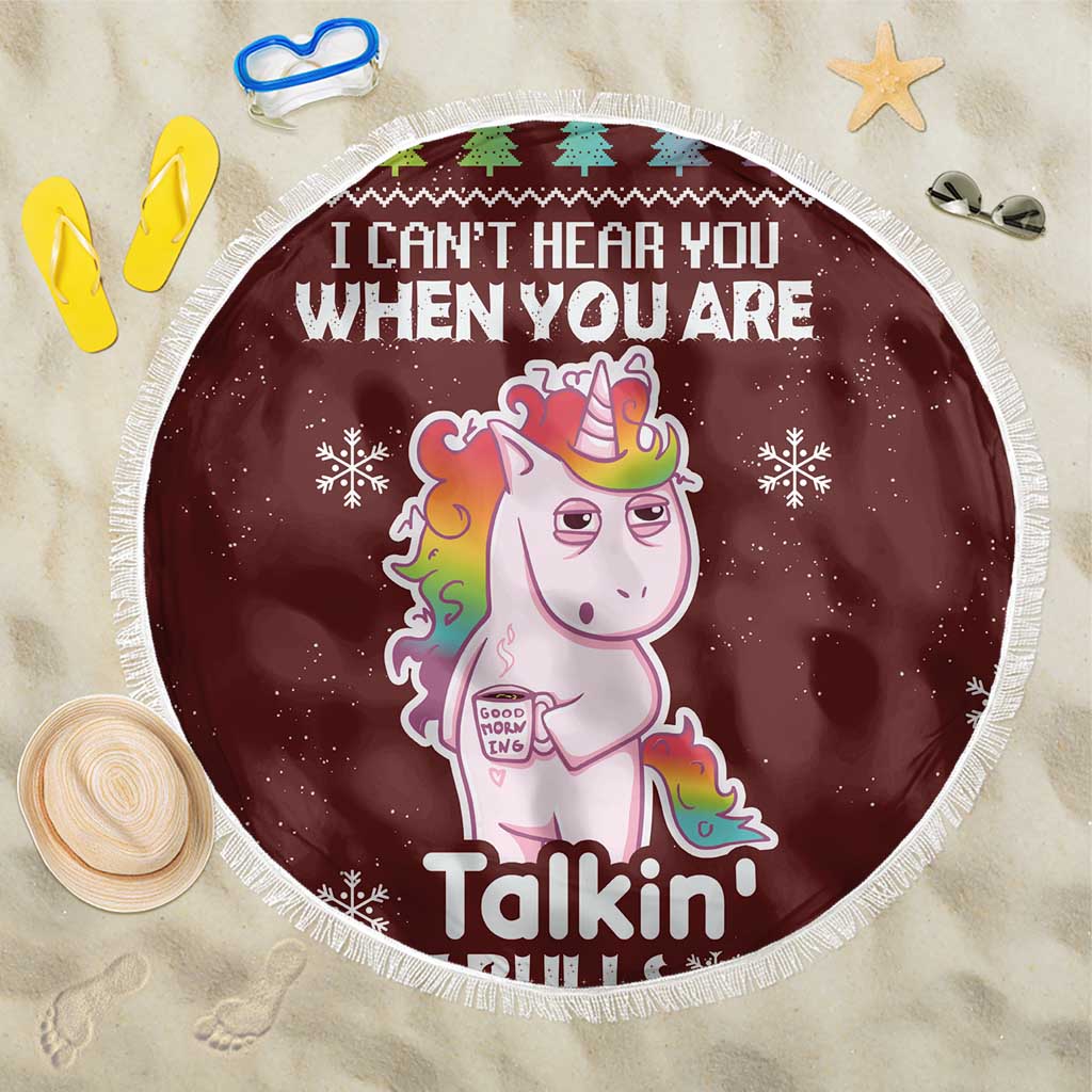 Cant Hear You Unicorn Christmas Beach Blanket - Wonder Print Shop