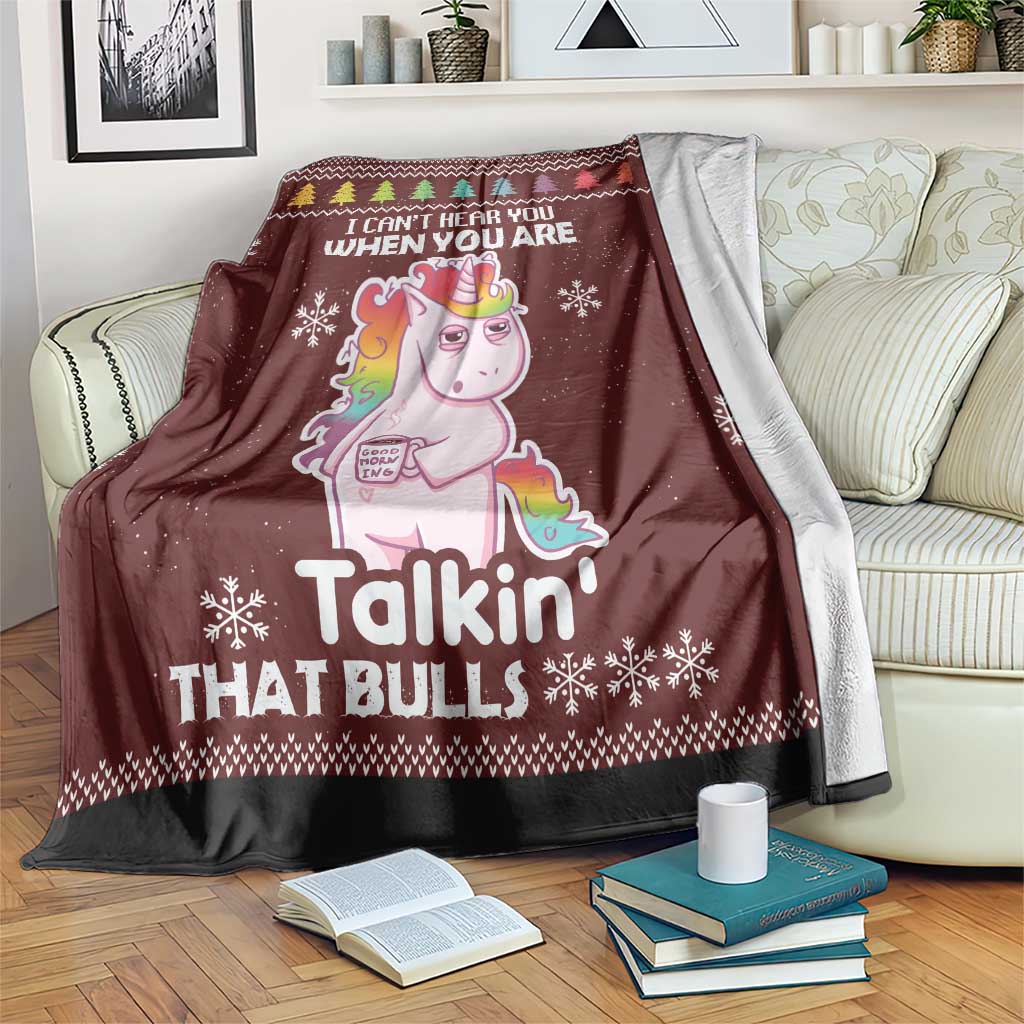 Cant Hear You Unicorn Christmas Blanket