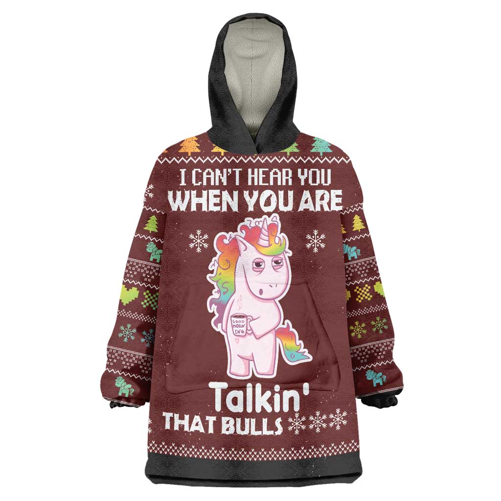 Cant Hear You Unicorn Christmas Wearable Blanket Hoodie